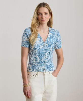 lauren ralph lauren womens short sleeve v neck cardigan