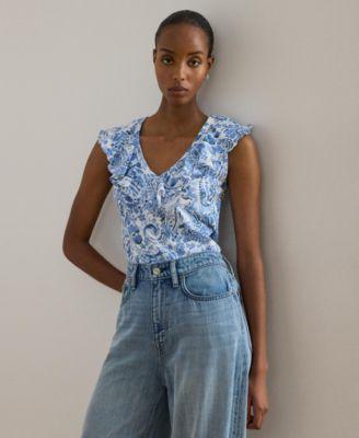 lauren ralph lauren womens sleeveless v neck top