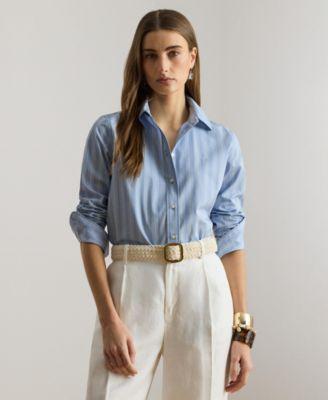 lauren ralph lauren womens striped long sleeve shirt
