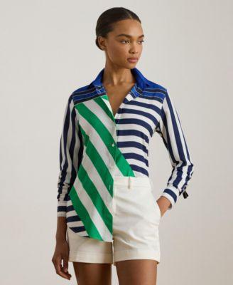 lauren ralph lauren womens striped long sleeve shirt