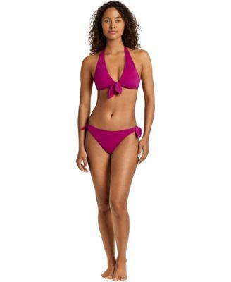 lauren ralph lauren womens tie front swim top side tie hipster bikini bottoms
