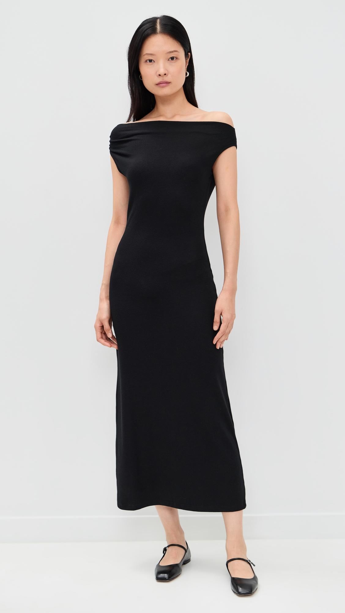 lauren ruched asymmetrical shoulder dress