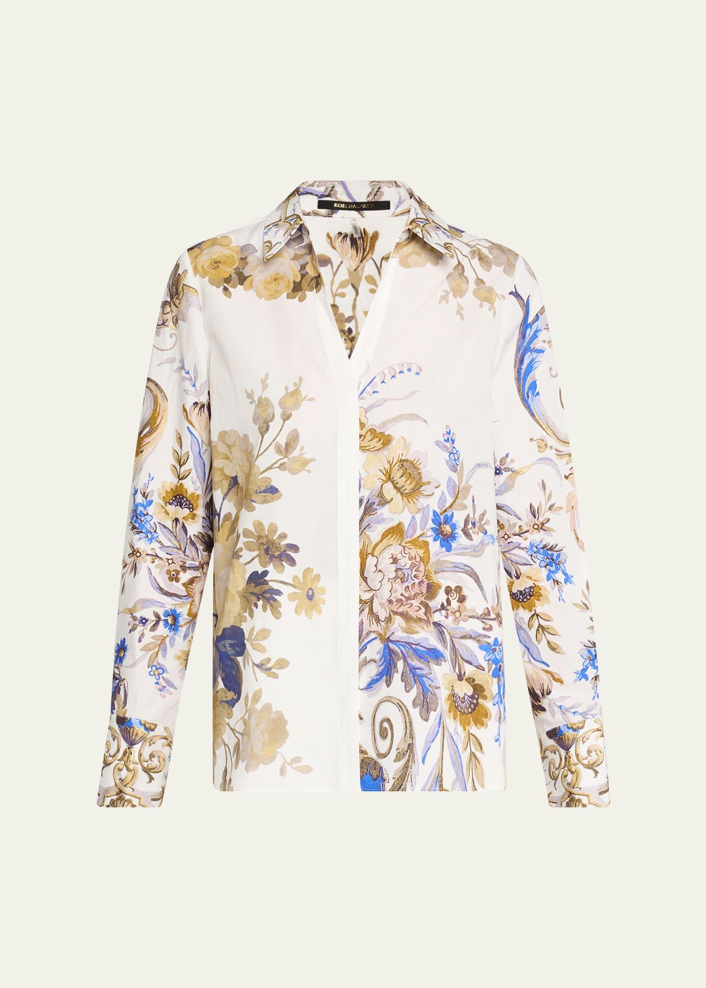 laurent floral-print cotton blouse