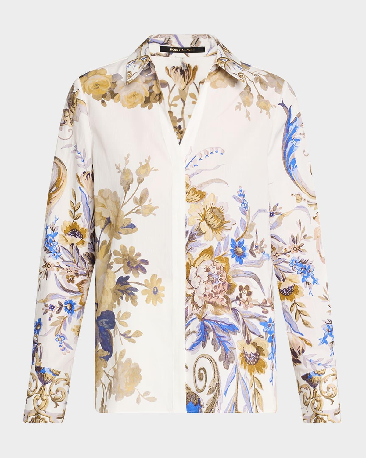 laurent floral-print cotton blouse