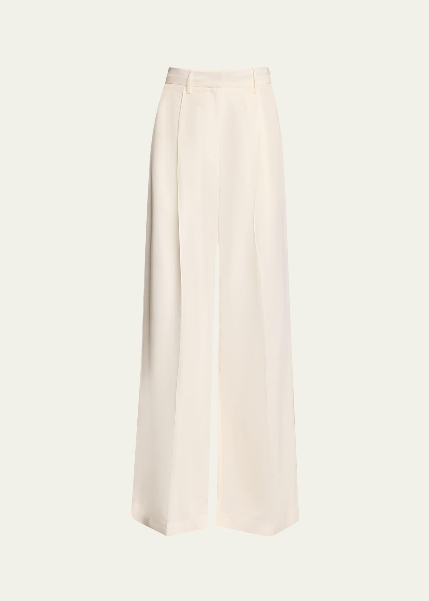 laurie pintuck wide leg silk trousers