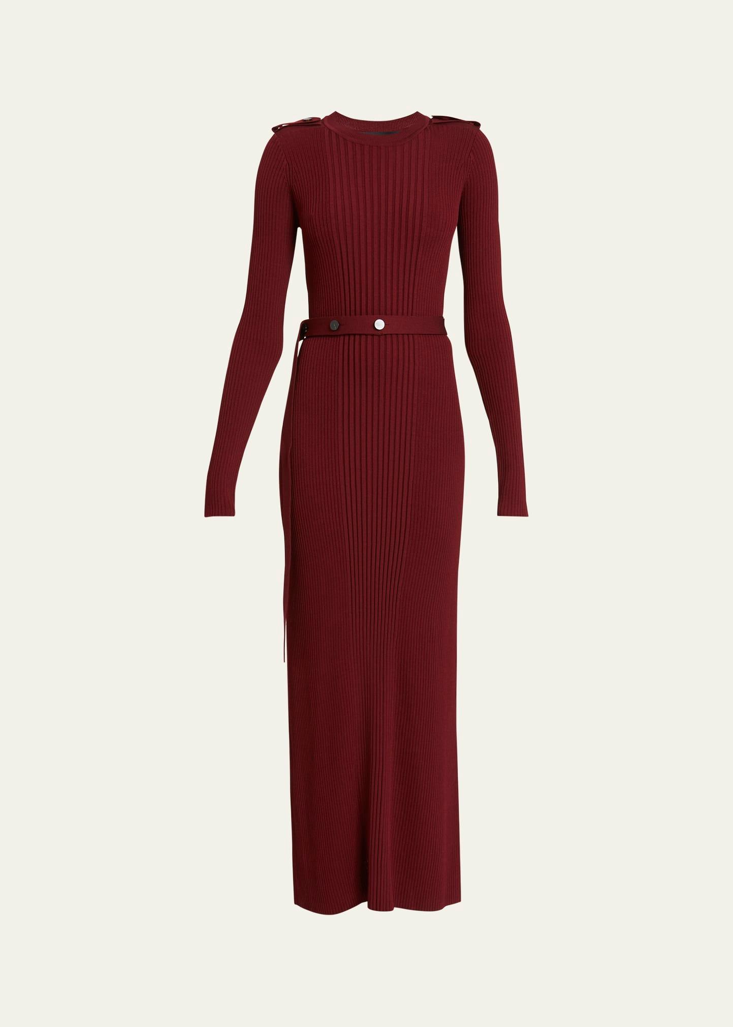 lauryn belted silk-viscose knit maxi sweater dress