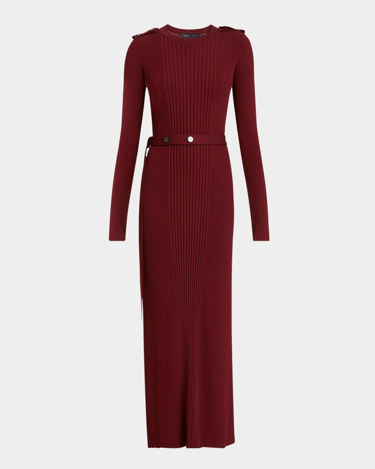 lauryn belted silk-viscose knit maxi sweater dress