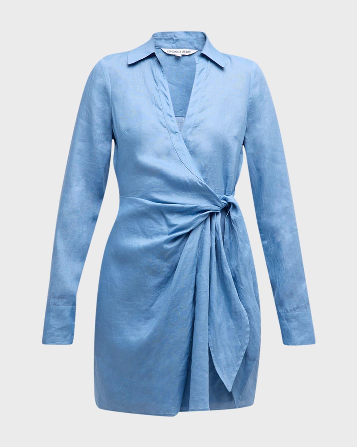 lavella long-sleeve mini wrap dress