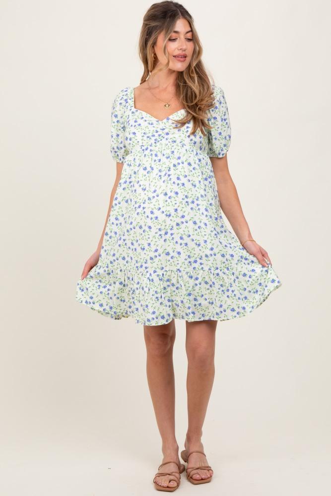 lavender floral babydoll maternity mini dress