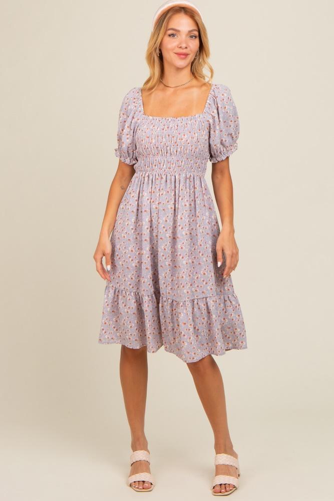 lavender floral smocked dress