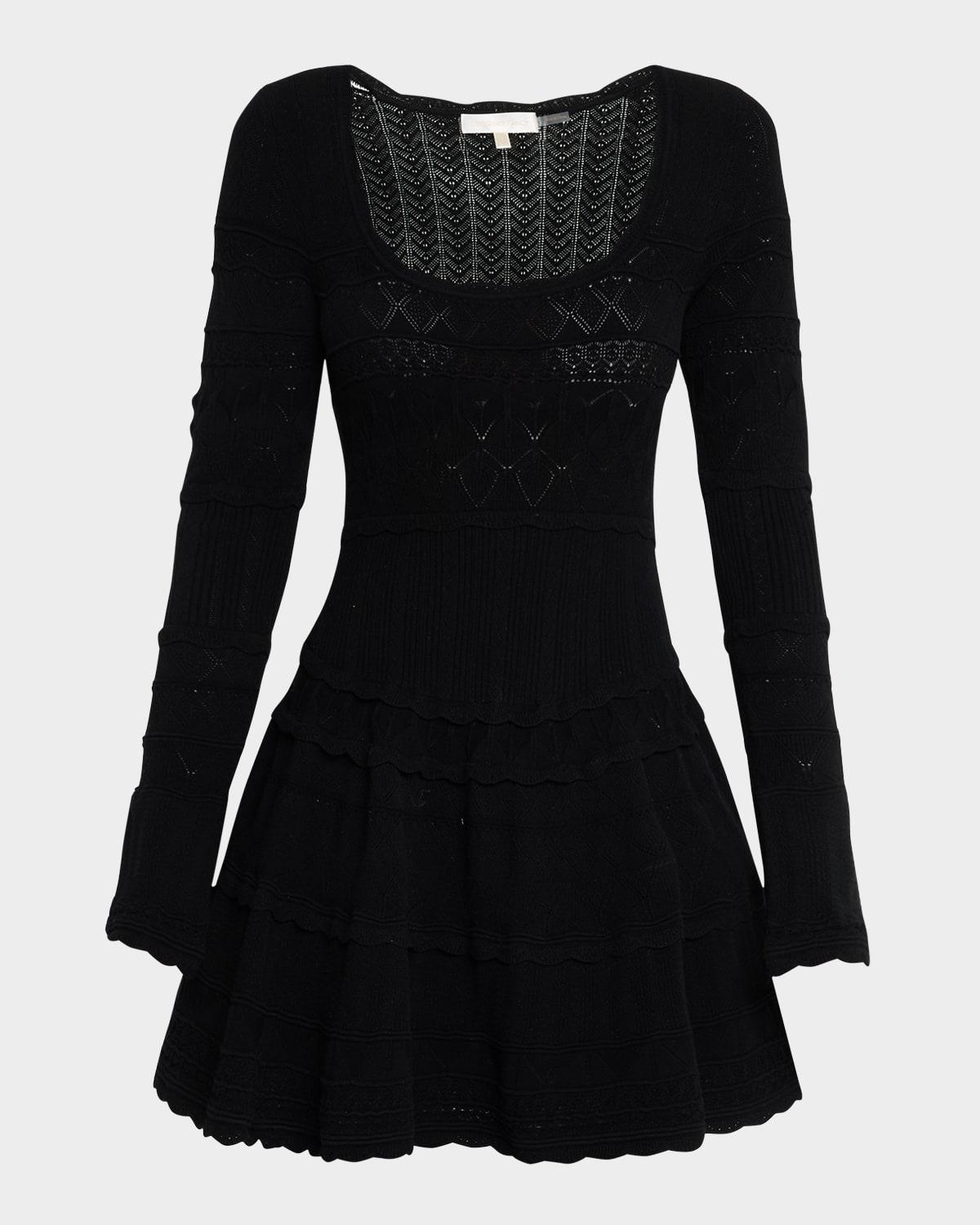 lavender pointelle-knit mini dress