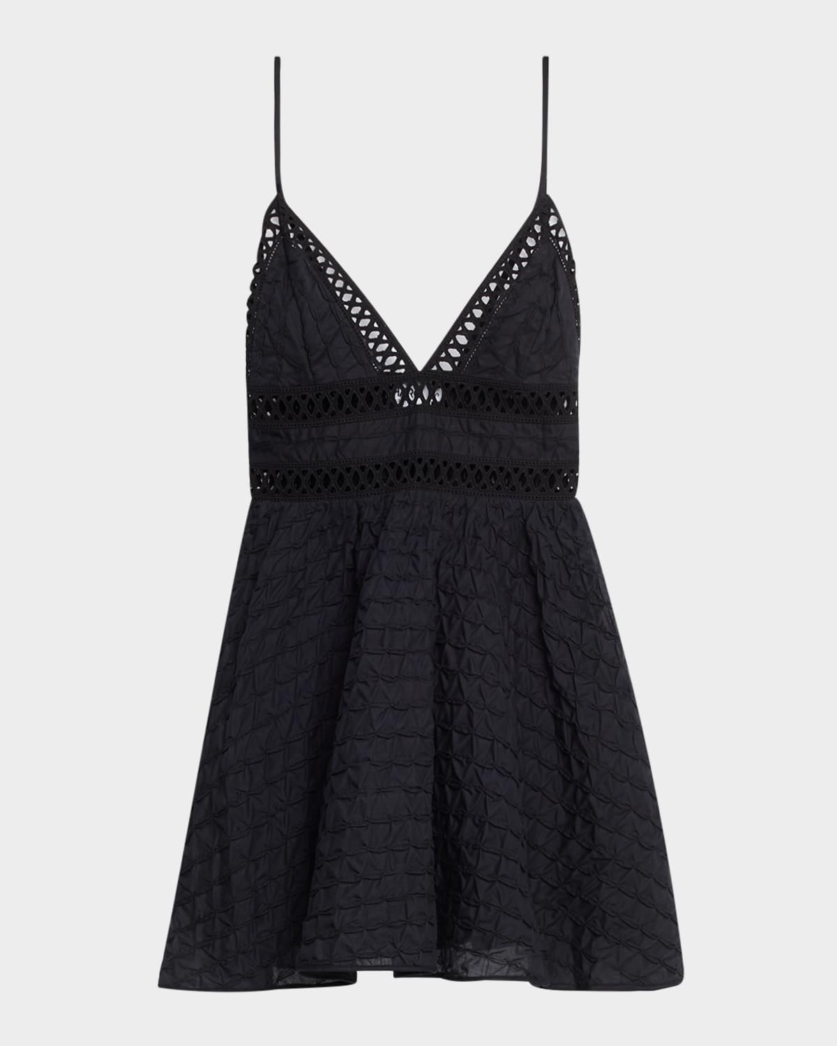 lavene embroidered cotton voile mini dress