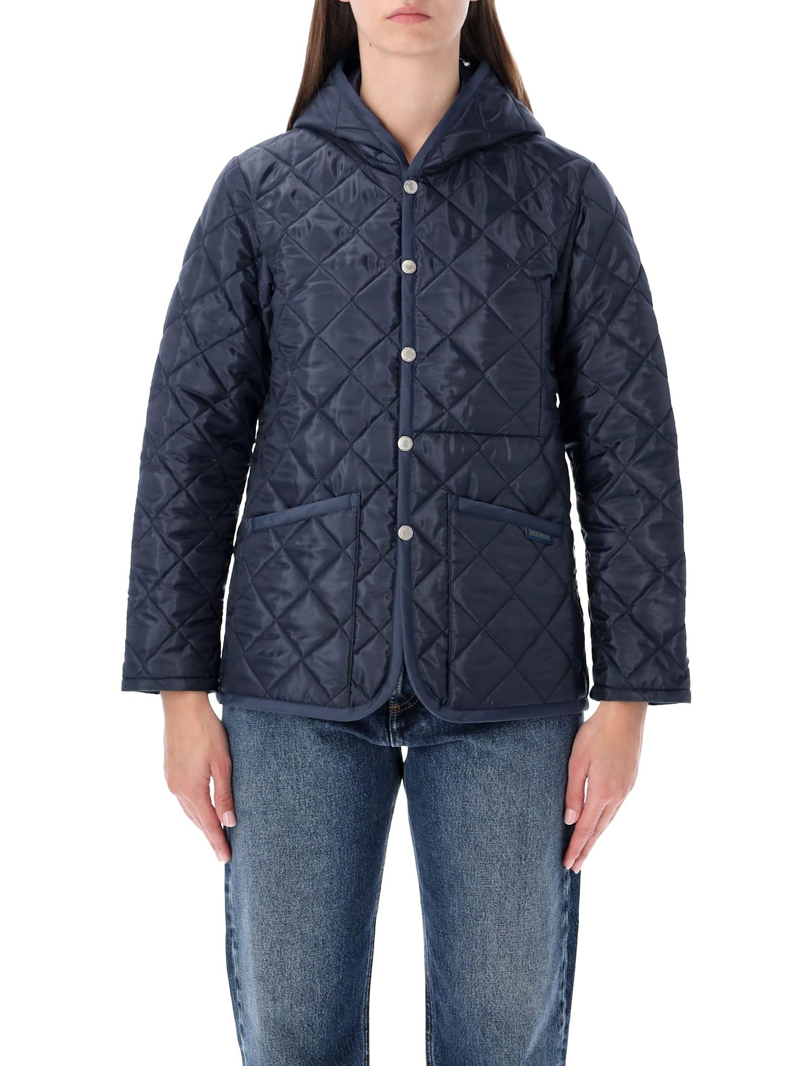 lavenham x comme des garçons girl blue quilted husky jacket