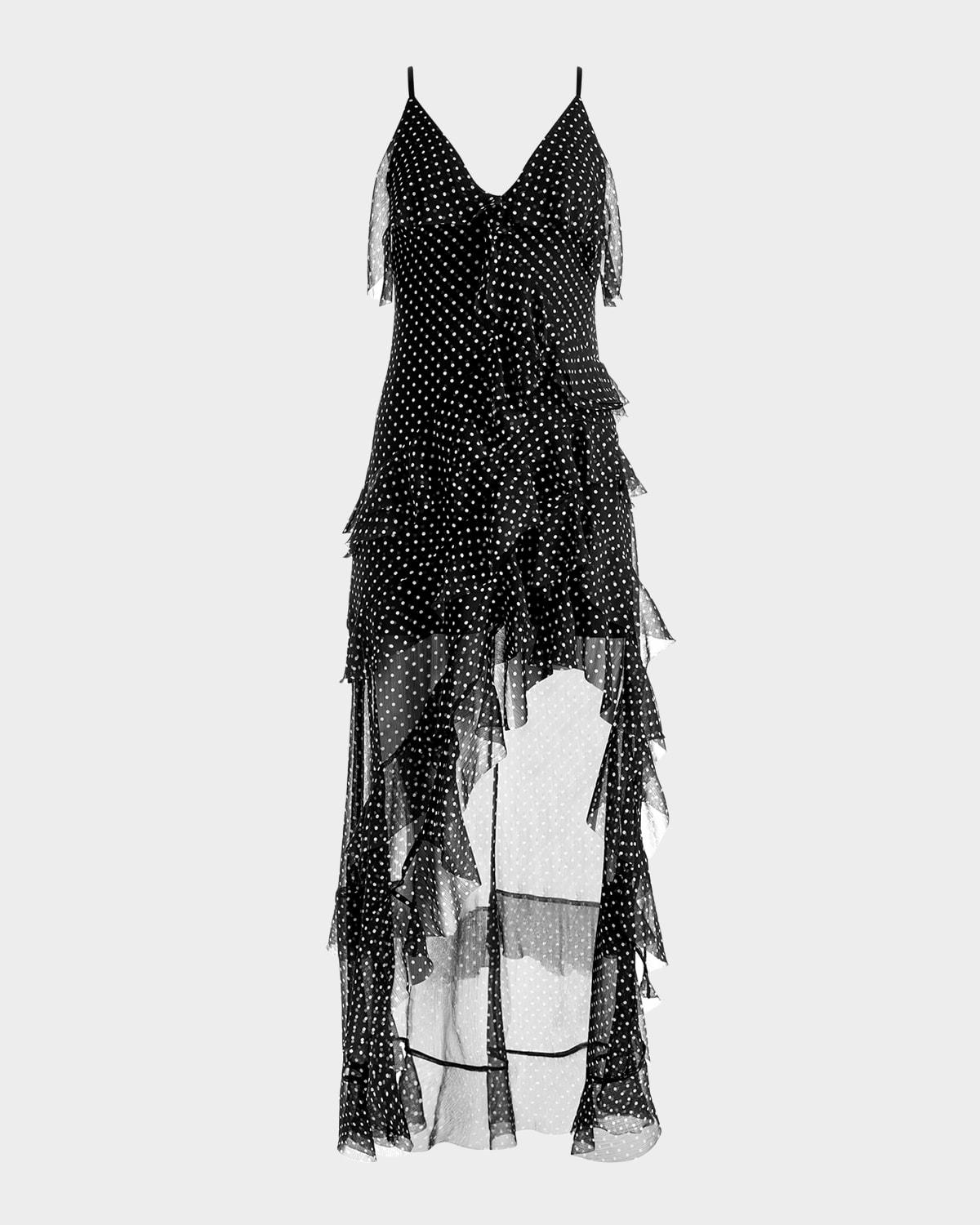 laverne lace-up asymmetrical ruffle dress
