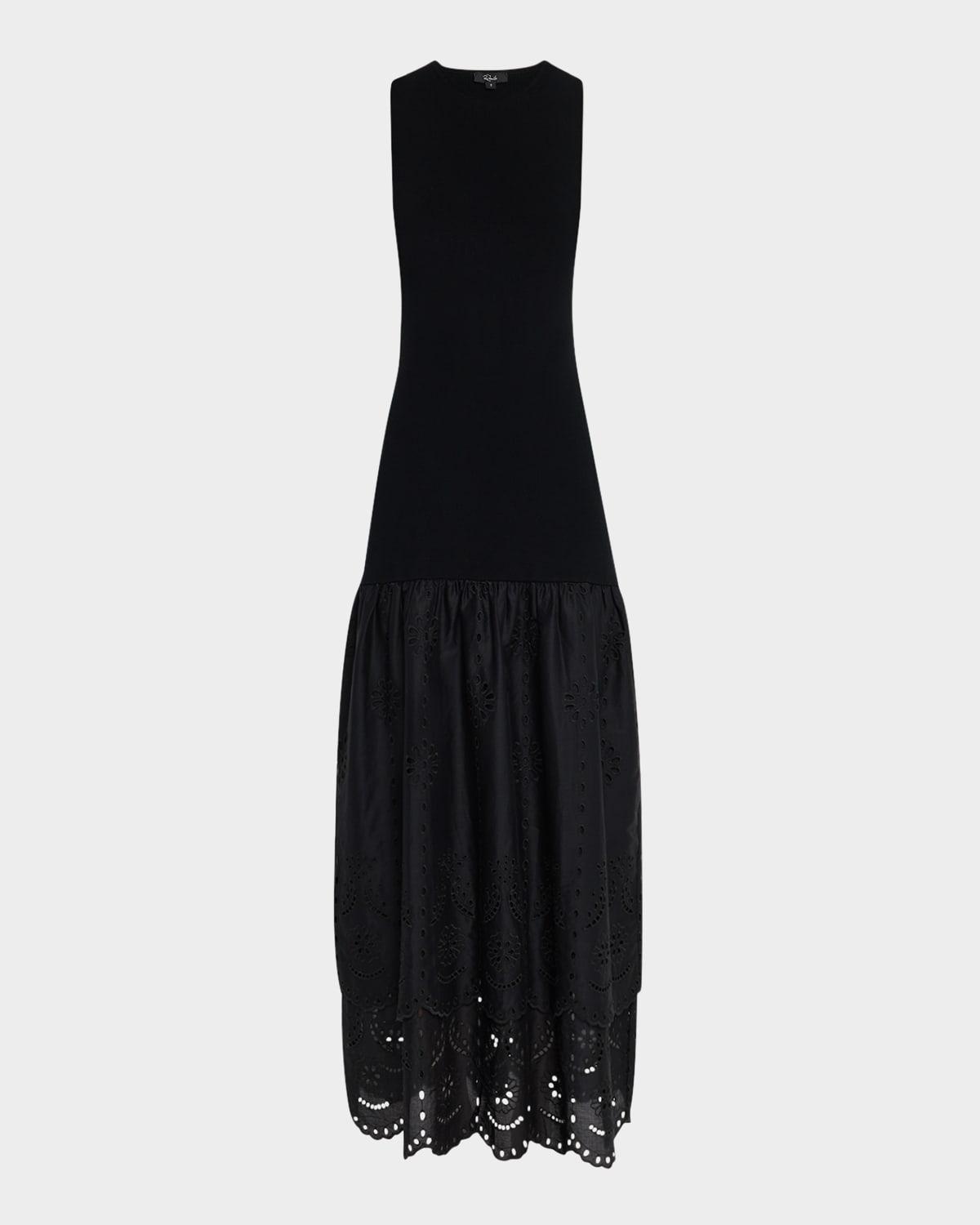 lavina embroidered drop-waist maxi dress
