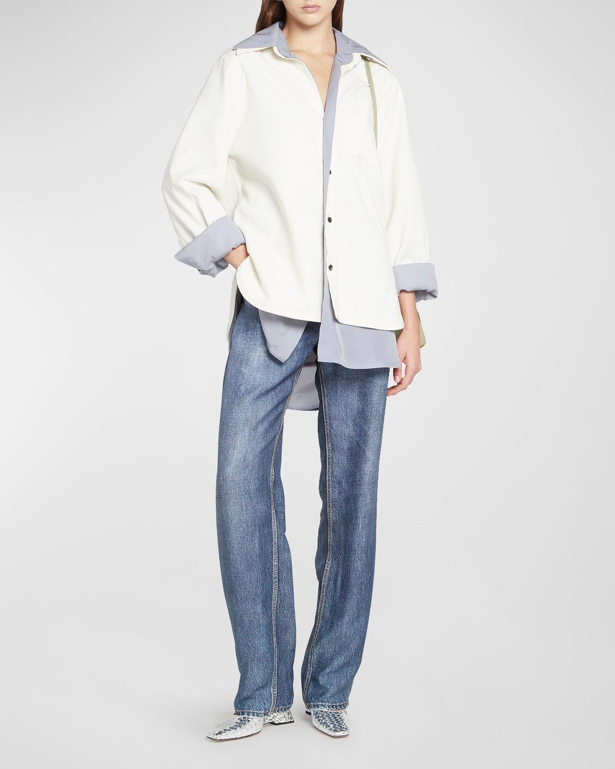 layered button-front cotton shirt