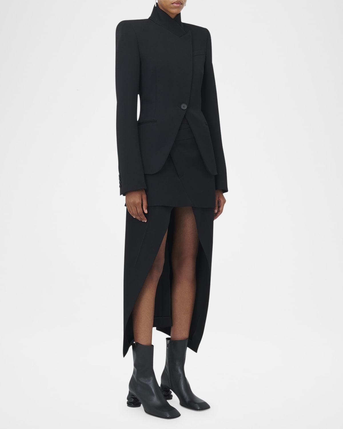 layered high low wool skirt