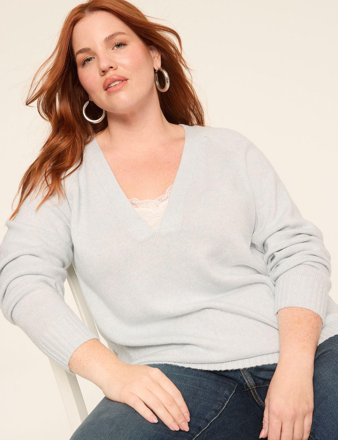 layered lace v-neck pullover sweater