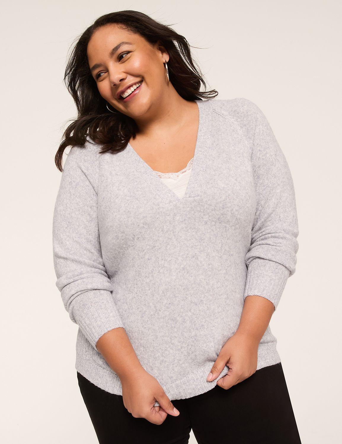 layered lace v-neck pullover sweater