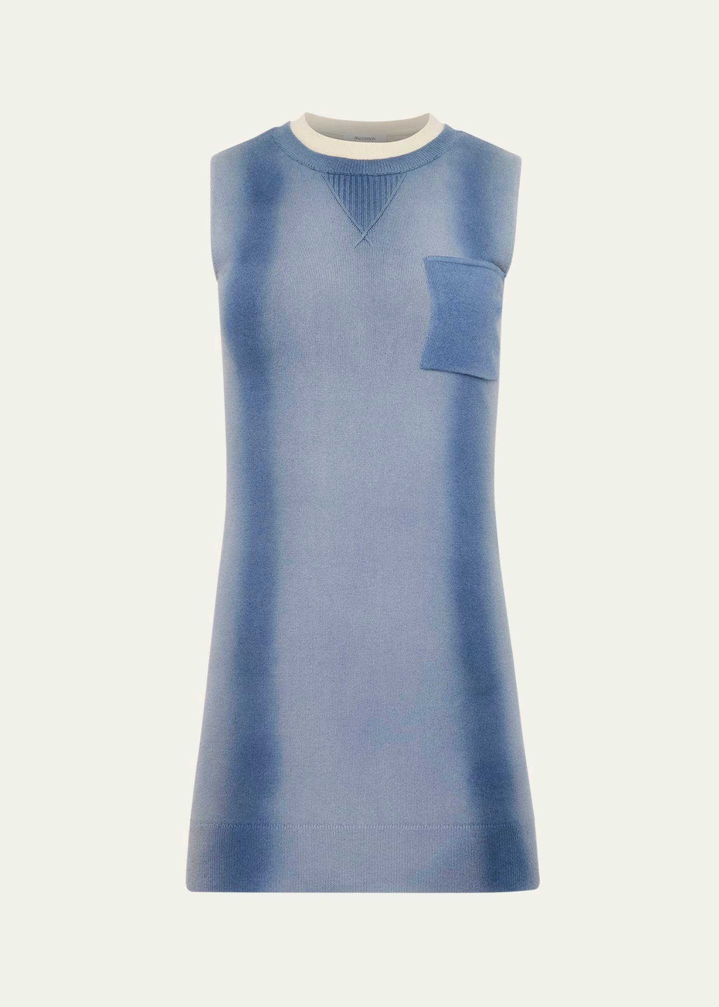 layered merino wool mini shift dress