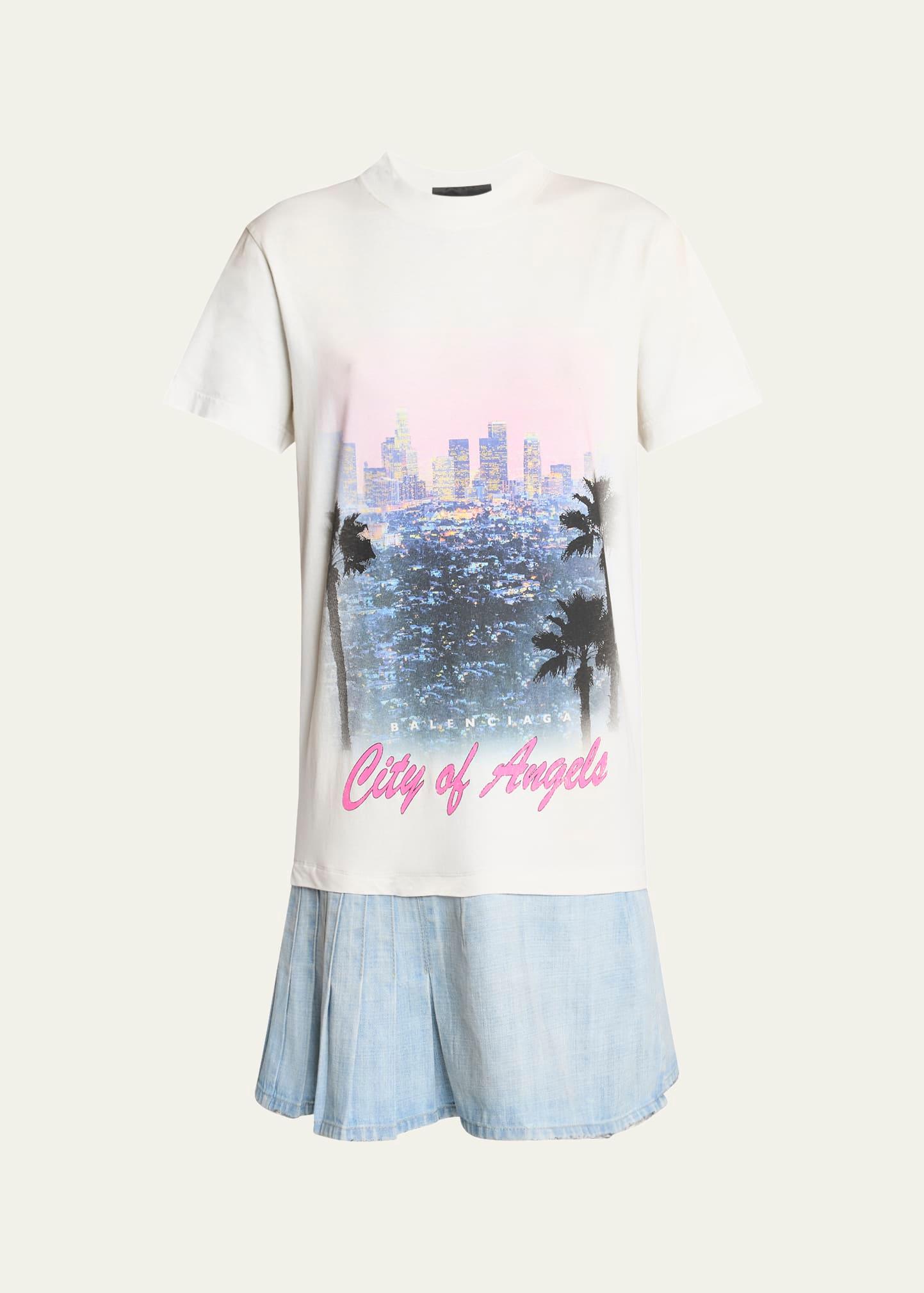 layered mini graphic t-shirt dress