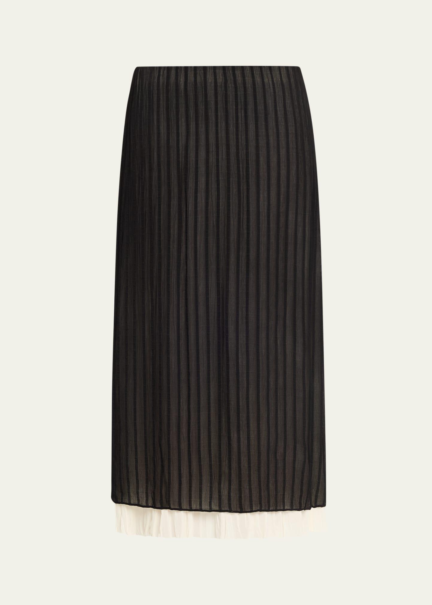 layered pleated midi skirt