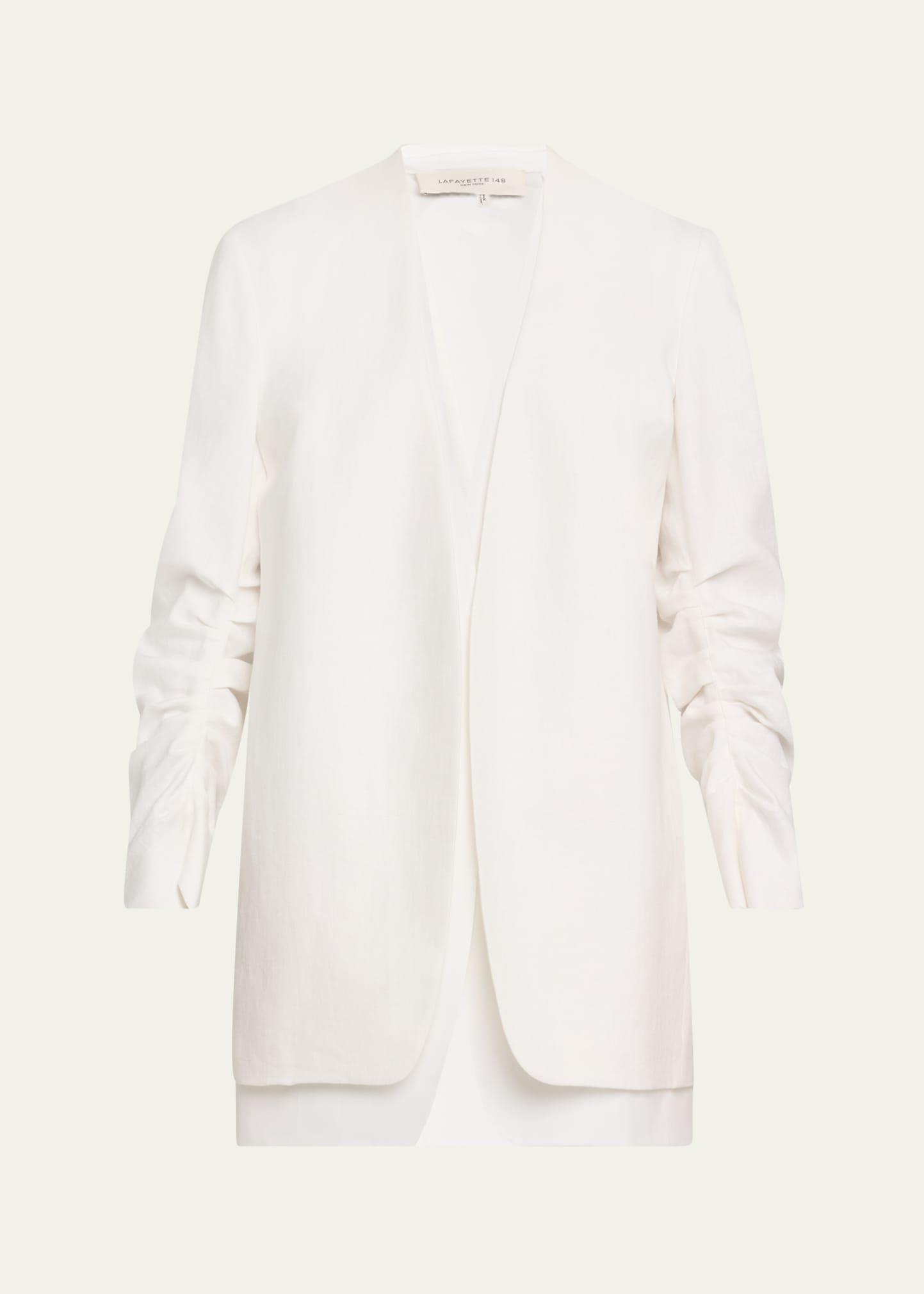 layered pleated-sleeve blazer