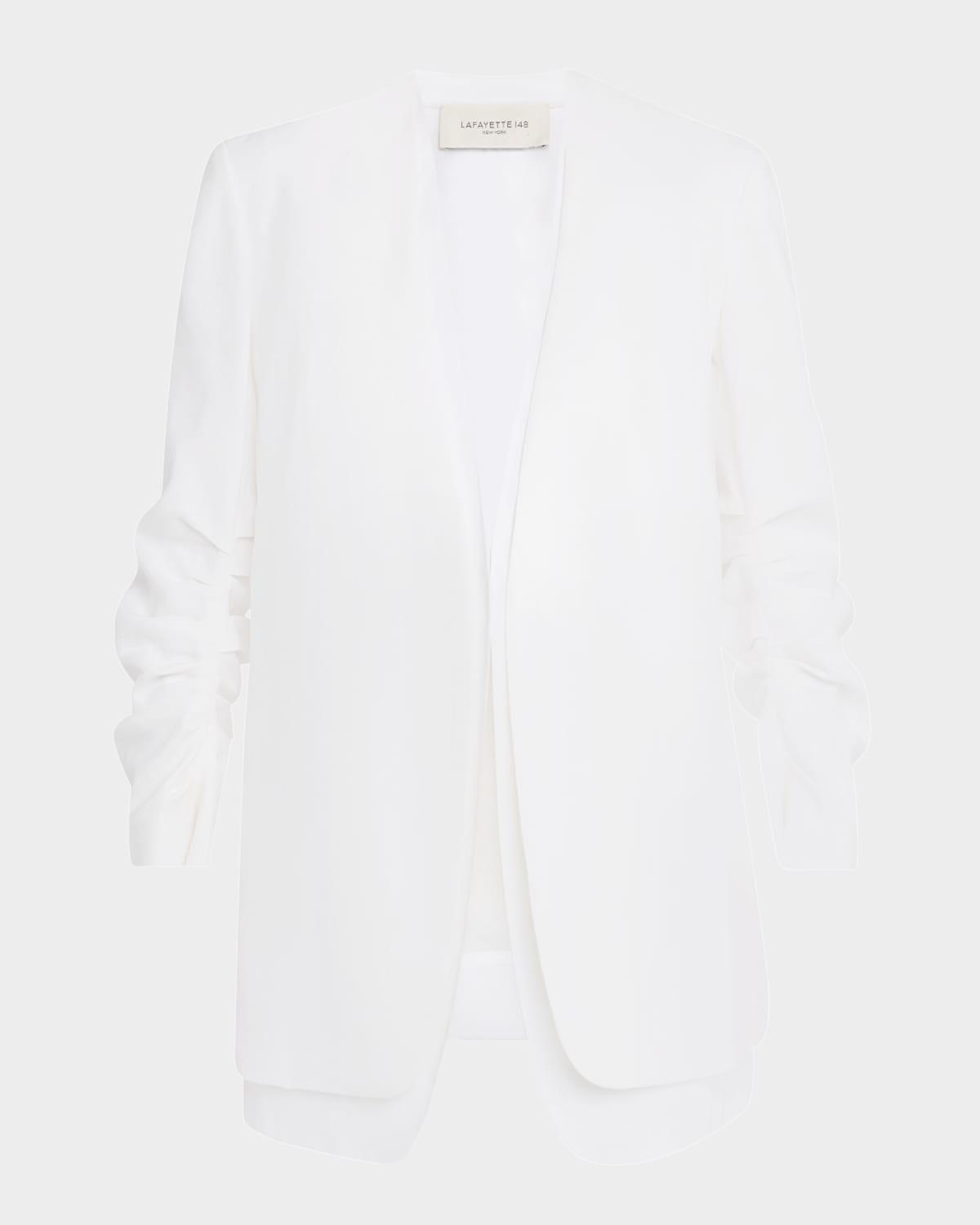 layered pleated-sleeve blazer