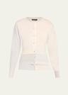 layered puff-sleeve cutout cashmere cardigan