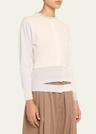 layered puff-sleeve cutout cashmere cardigan