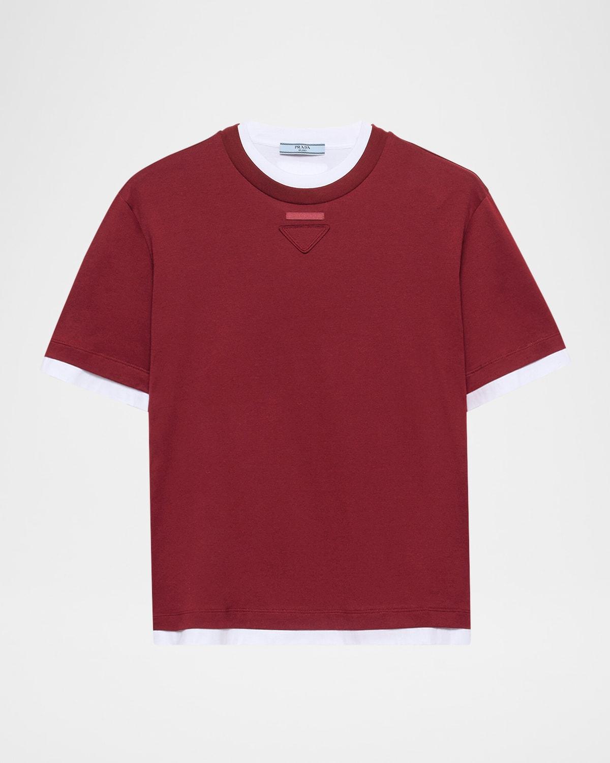 layered short-sleeve cotton jersey t-shirt