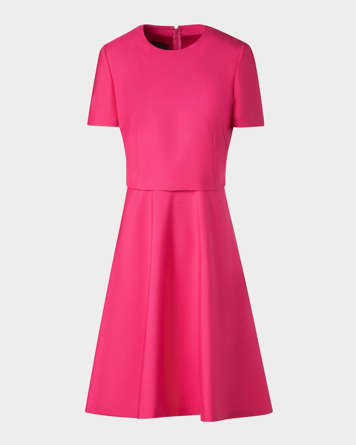 layered short-sleeve silk dress