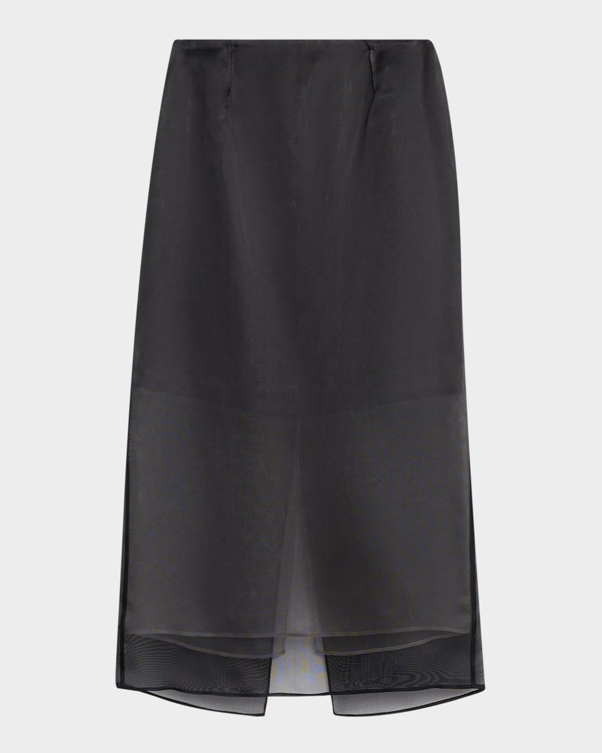 layered silk organza midi skirt