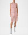 layered trapezoid techno organza sleeveless dress