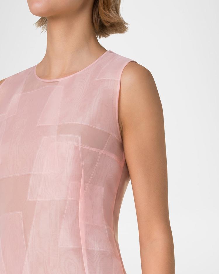 layered trapezoid techno organza sleeveless dress