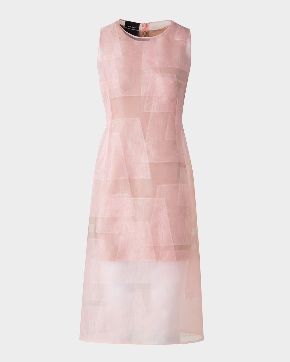 layered trapezoid techno organza sleeveless dress