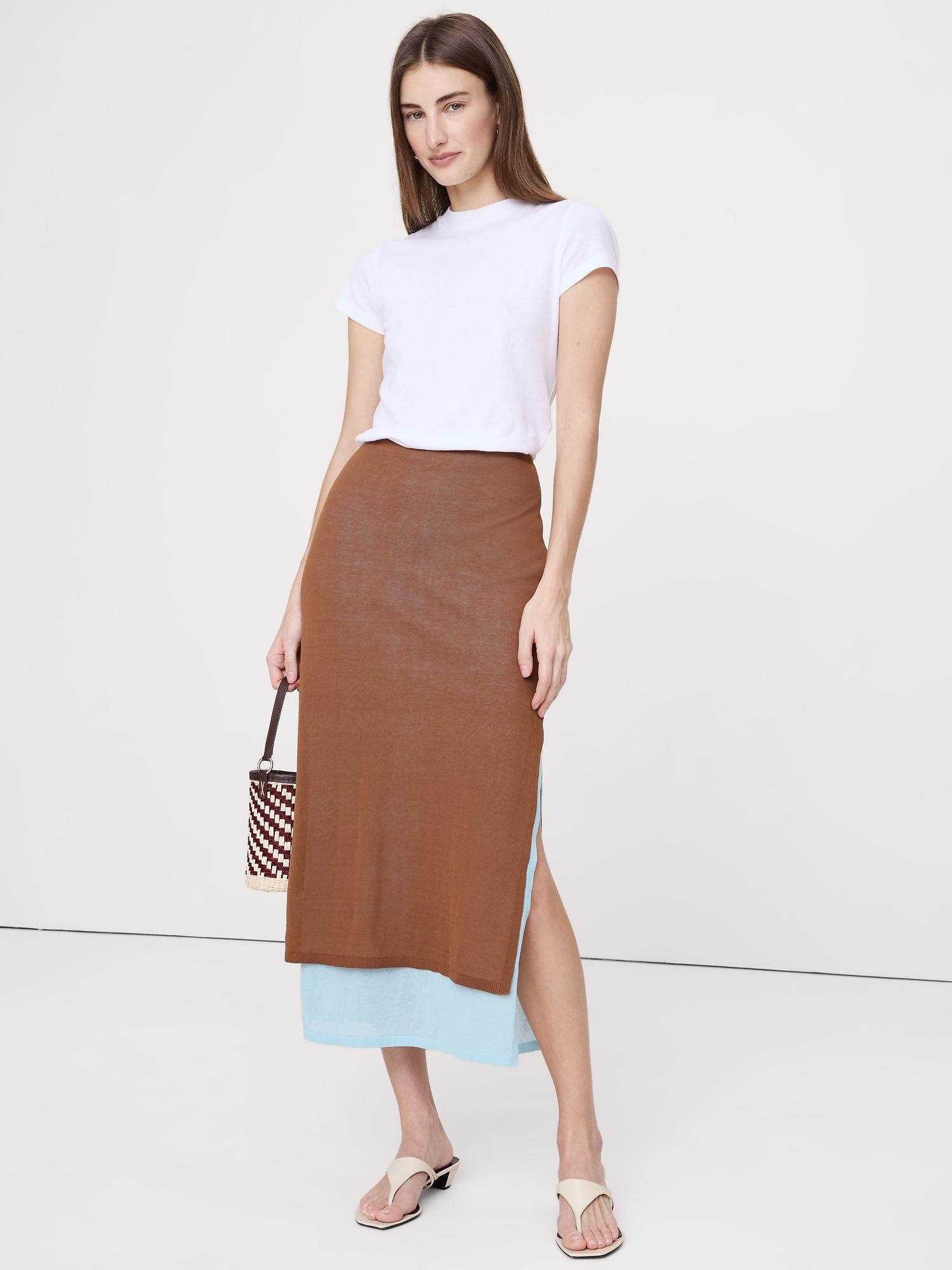 layered ultra-fine cotton maxi skirt