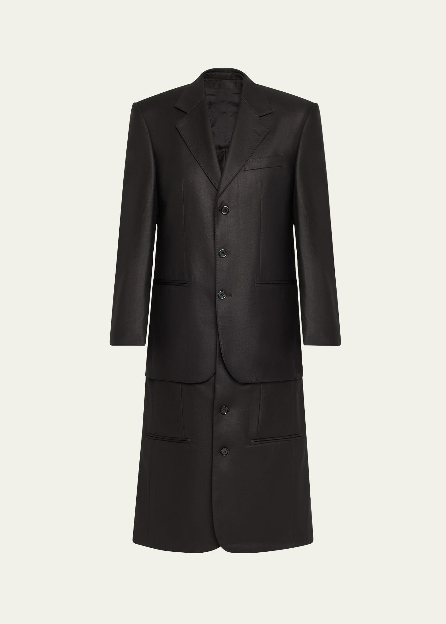layered wool blazer coat