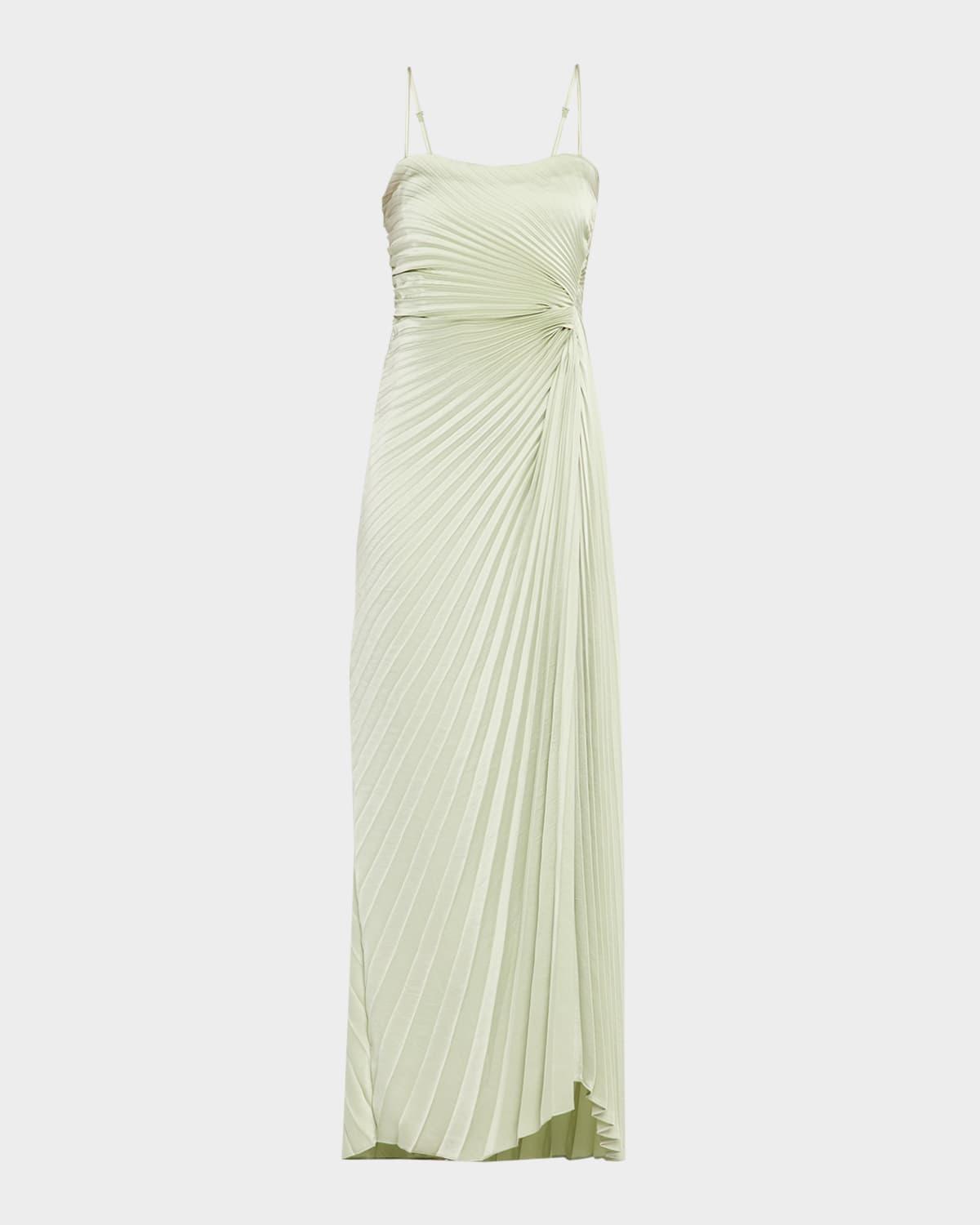 layla pleated strapless gown