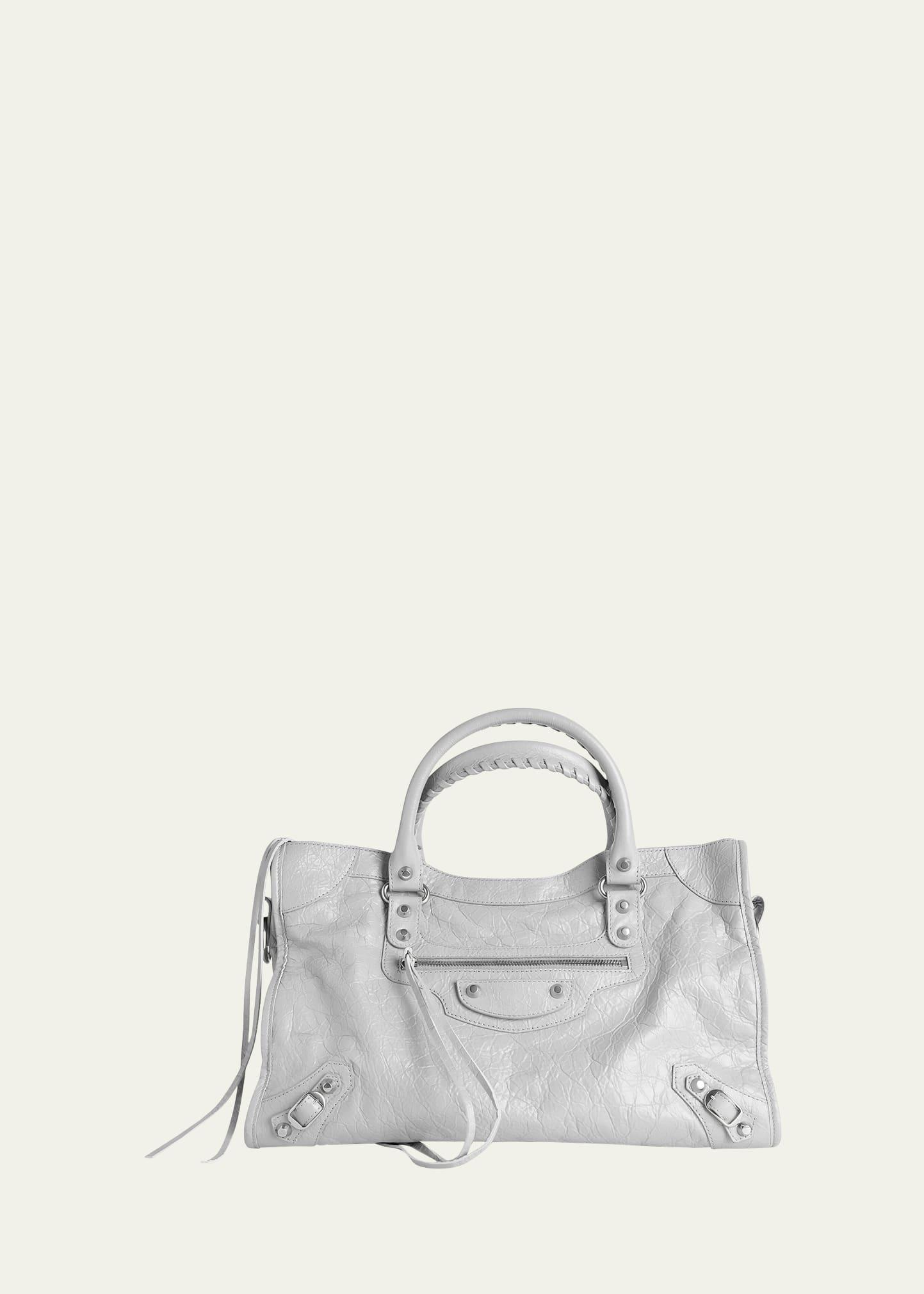 le city medium metallic leather tote bag