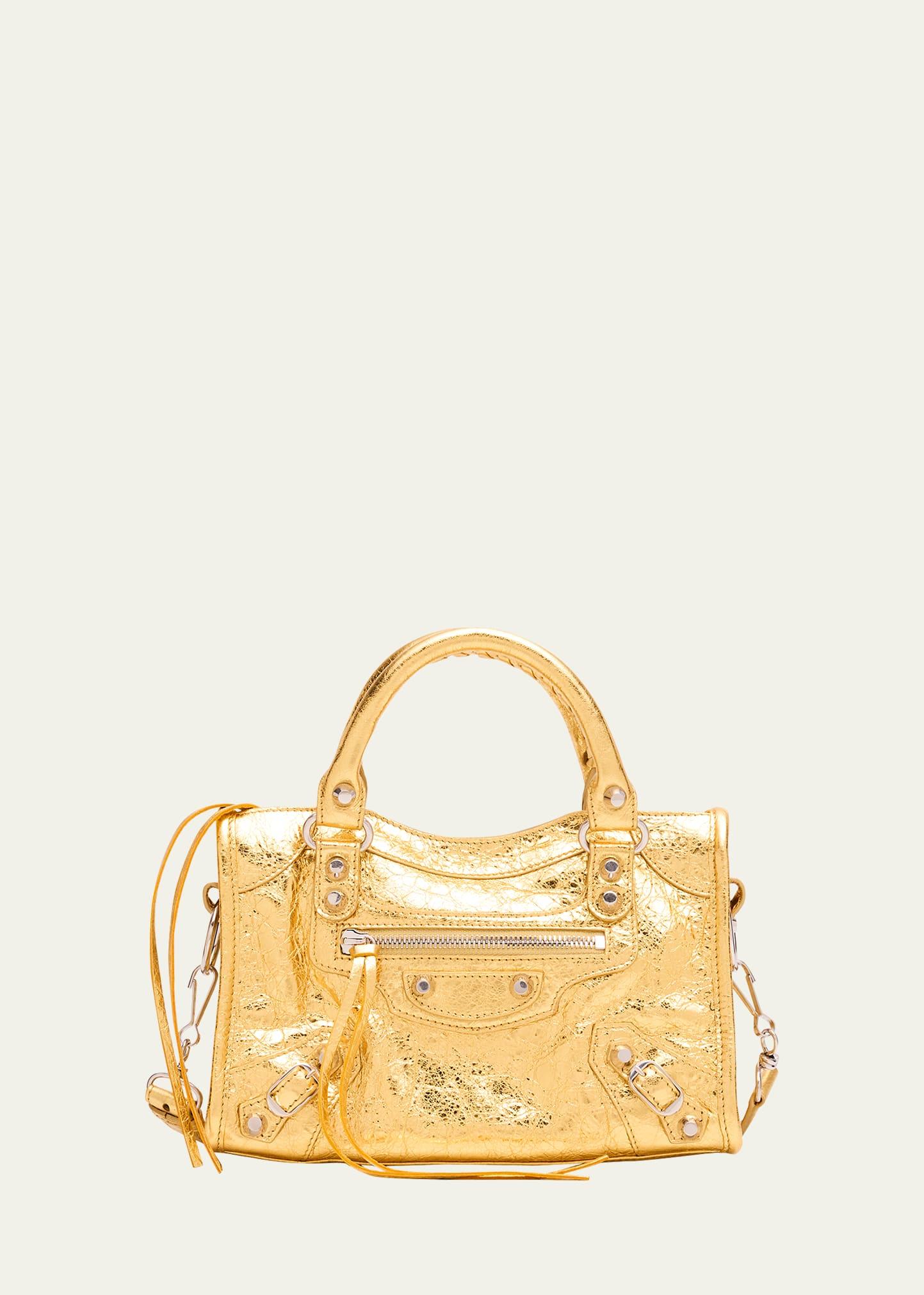 le city mini metallic leather top-handle bag