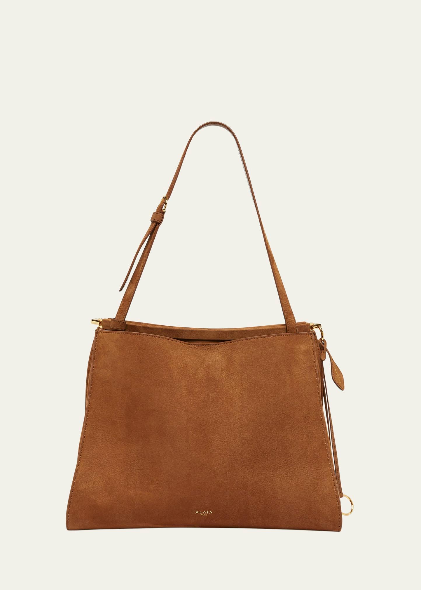 le click medium square tote bag in nubuck leather