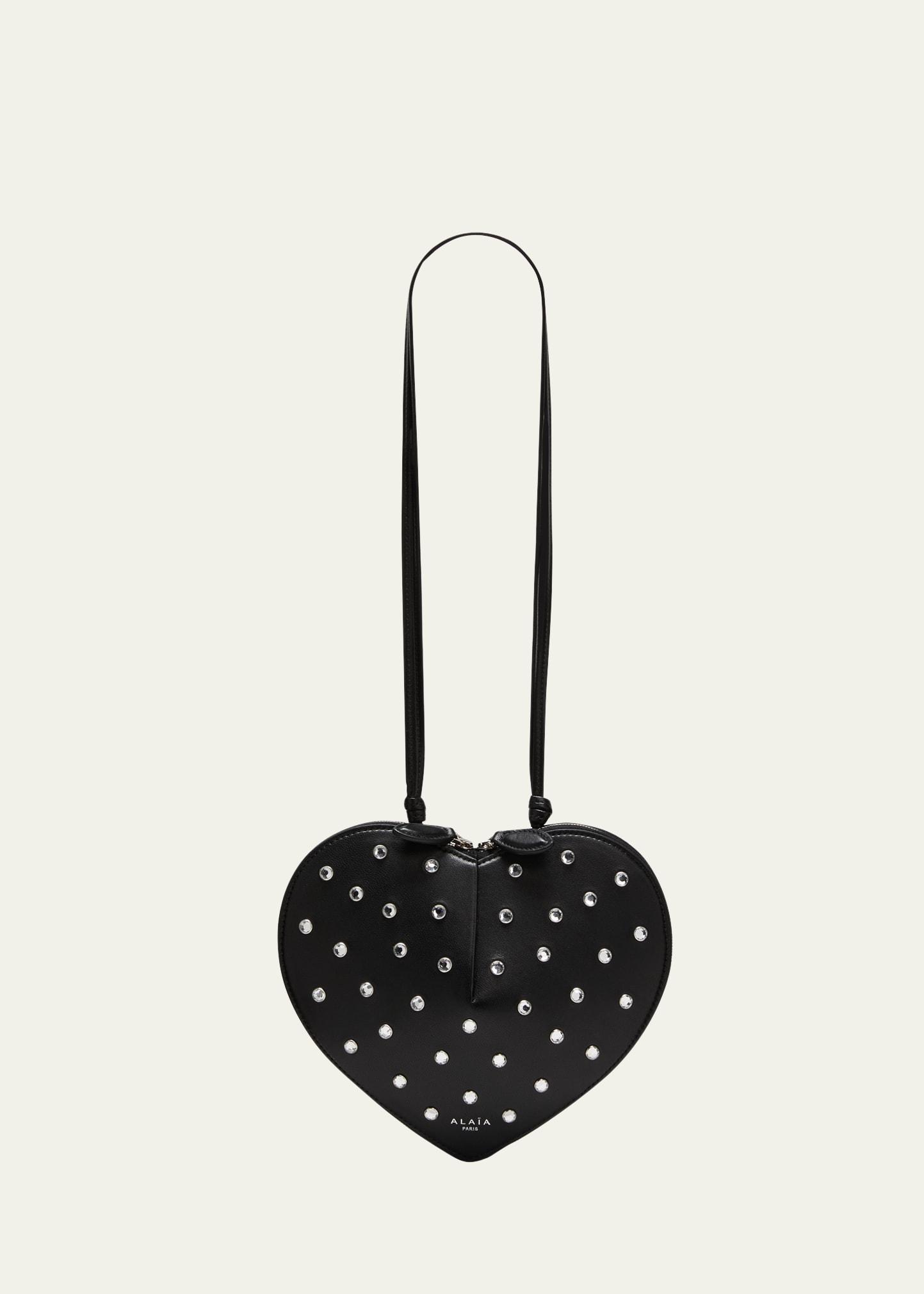 le coeur crossbody in lux leather with strass