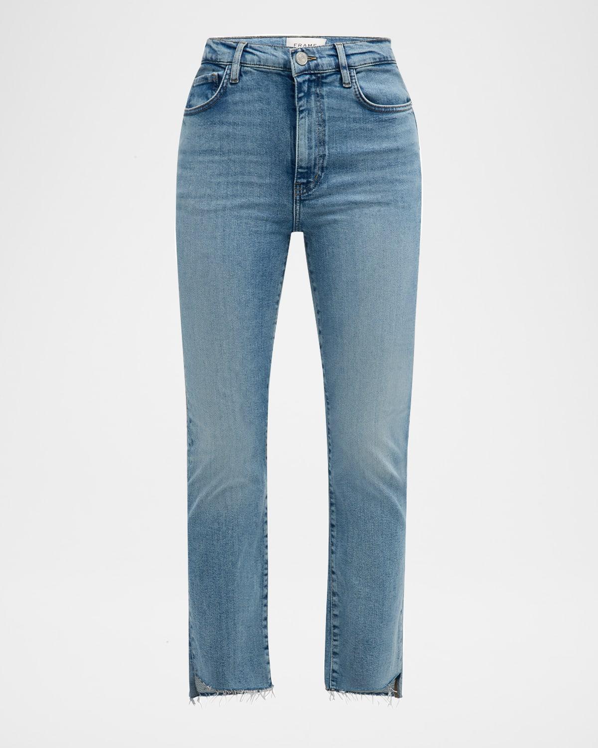 le high straight corkscrew hem jeans