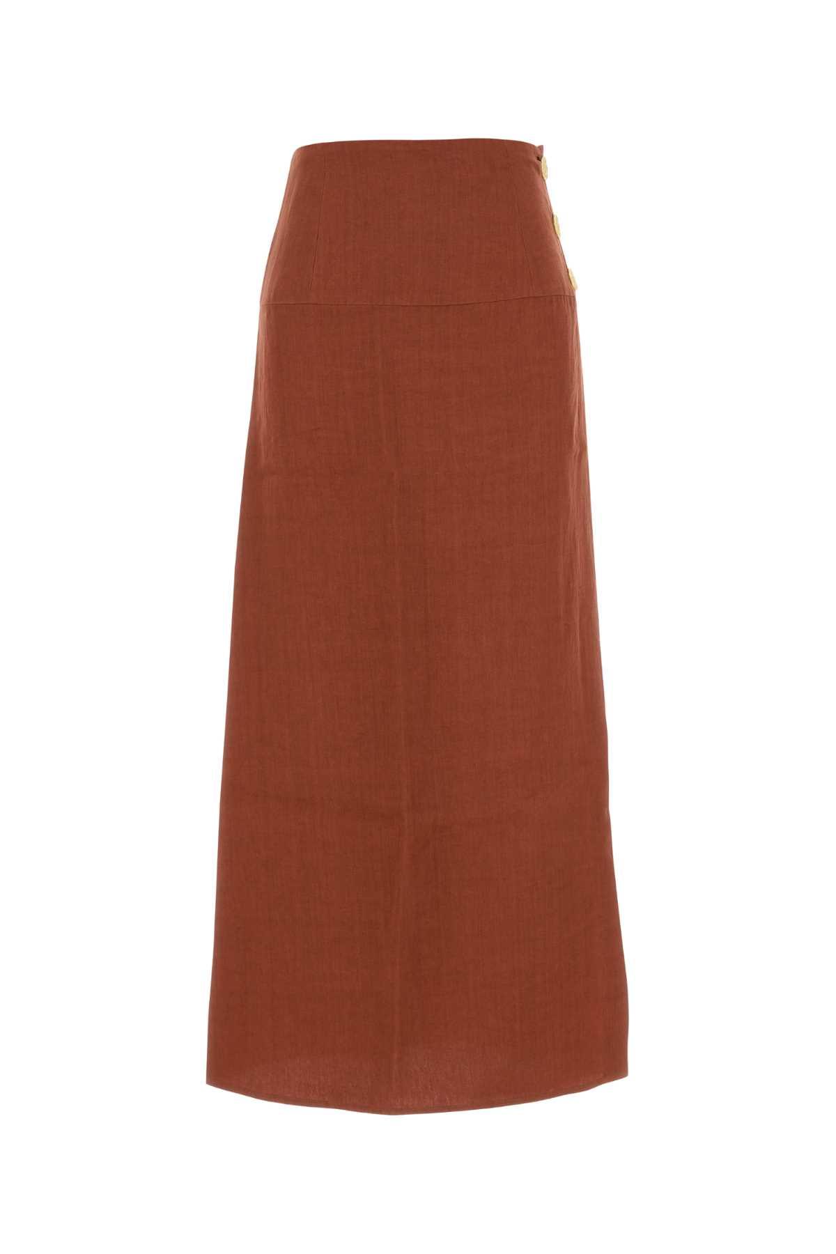 le kasha brick linen haifal skirt
