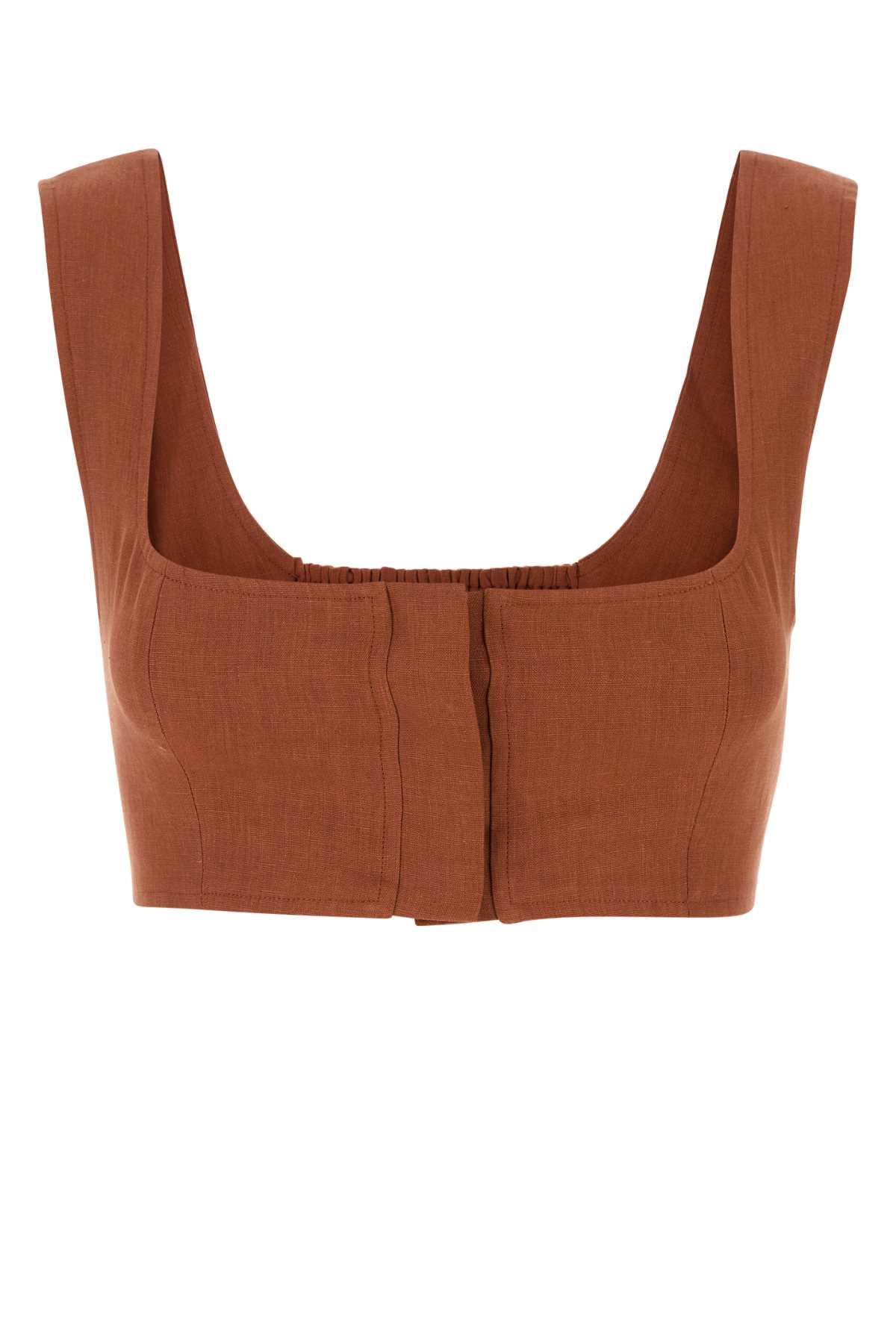 le kasha brick linen jirja crop-top