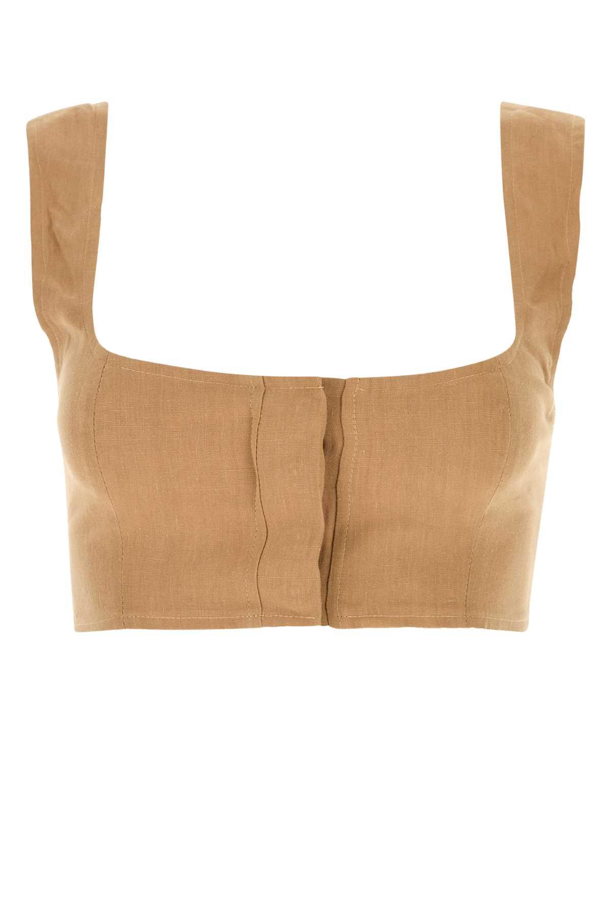 le kasha camel linen jirja crop-top
