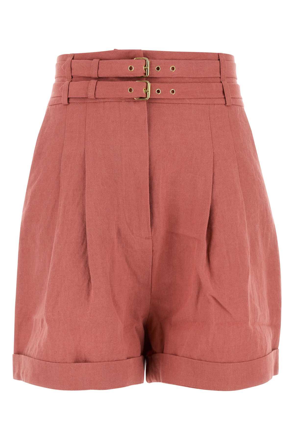 le kasha dark pink linen aqiva shorts
