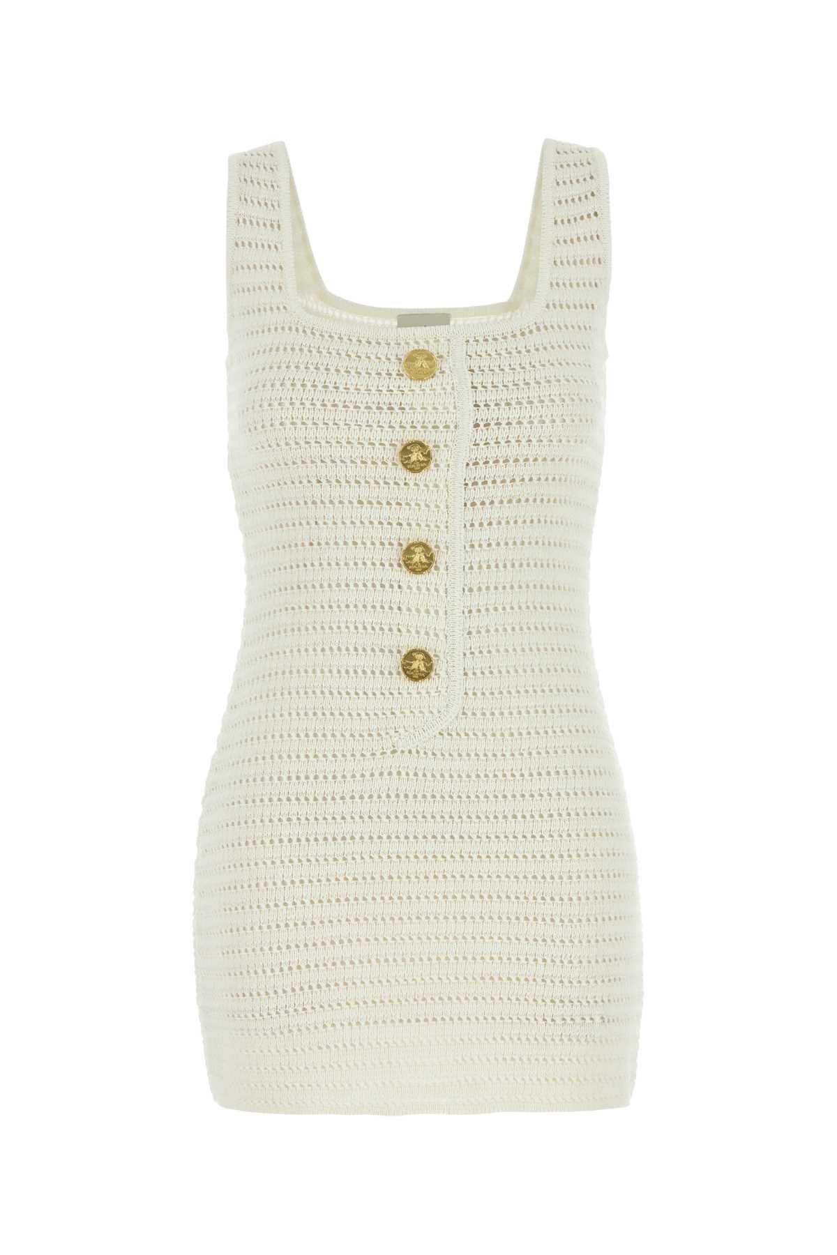 le kasha white crochet mini dress