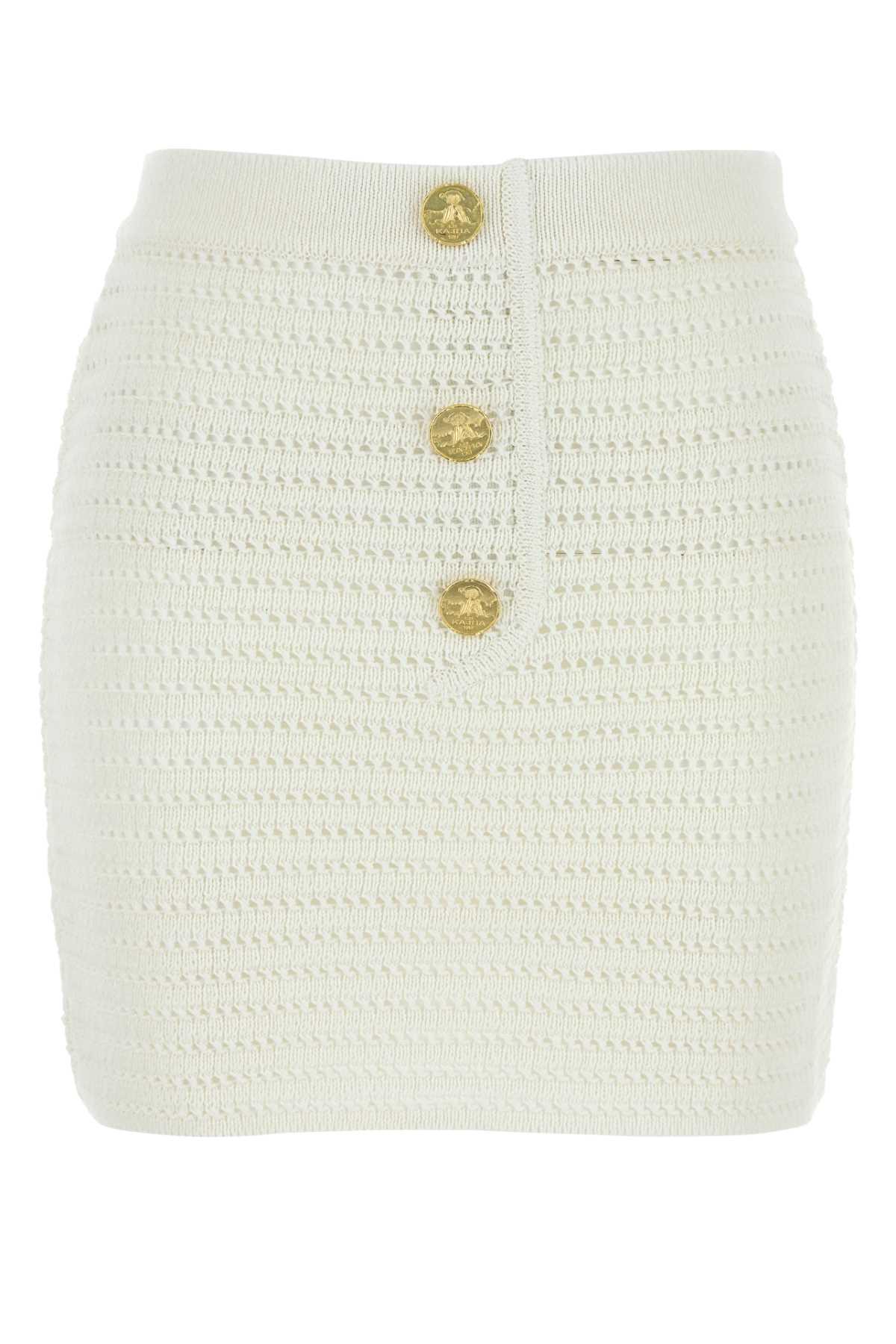 le kasha white crochet mini skirt